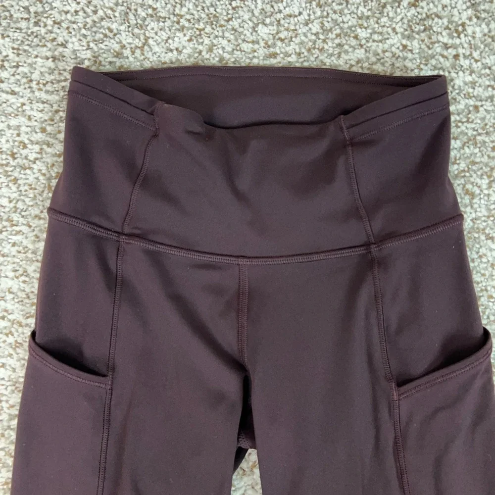 Lululemon Leggings Womens 2 Red Brown Running Leggings Fast Free Crop Yoga Gym